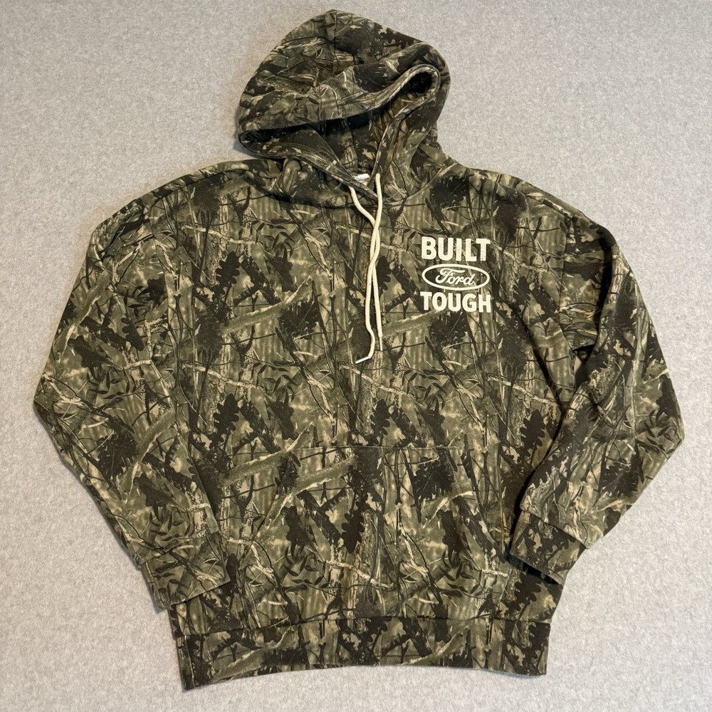 Ford Built Tough Official Camo Hoodie Sweatshirt Mens M Hooded Fleece Trucker